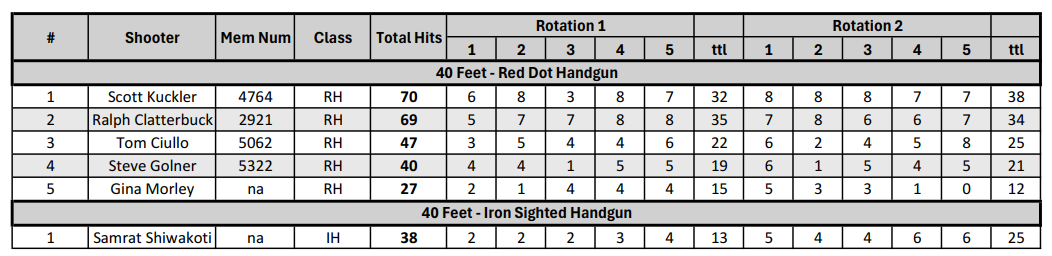 Handgun Results